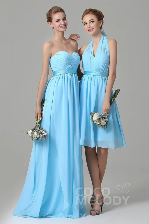 Sheath Floor Length Chiffon Bridesmaid Dress Cozf140a1 - Dusty Rose
