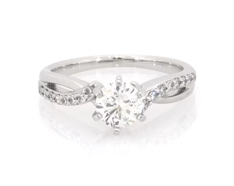 Previously Owned Round-cut Diamond Engagement Ring 7/8 Ct Tw 14k White Gold Size 6