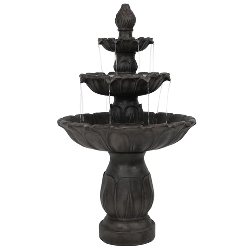 Sunnydaze Classic Tulip 3-tier Electric Water Fountain For Patio, Yard Or Deck - Garden Stone