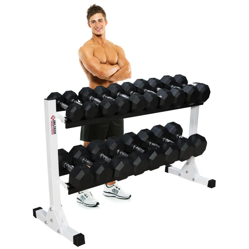 Deltech Fitness 55" Two-tier Dumbbell Rack (df513) - Black