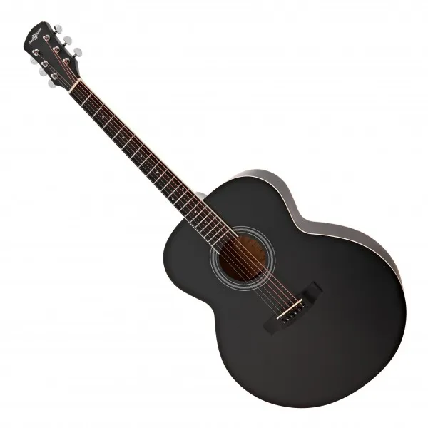 Jumbo Left Handed Acoustic Guitar By Gear4music, Black