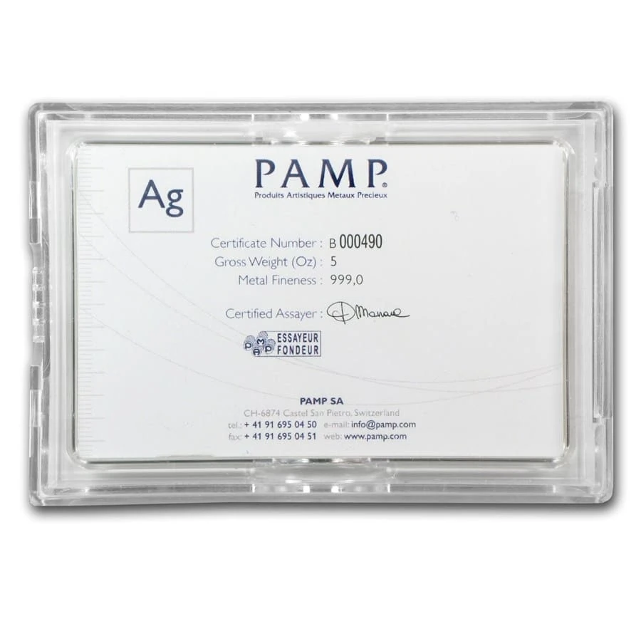 5 Oz Silver Bar - Pamp Suisse (fortuna, In Capsule W/assay)