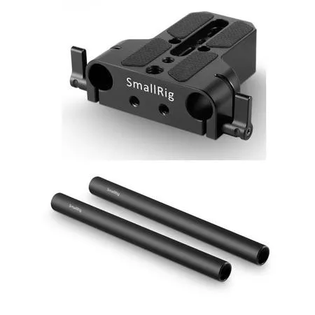 Smallrig 15mm Carbon Fiber Rod, 6", 2-pack With Baseplate And Dual 15mm Rod Clamp