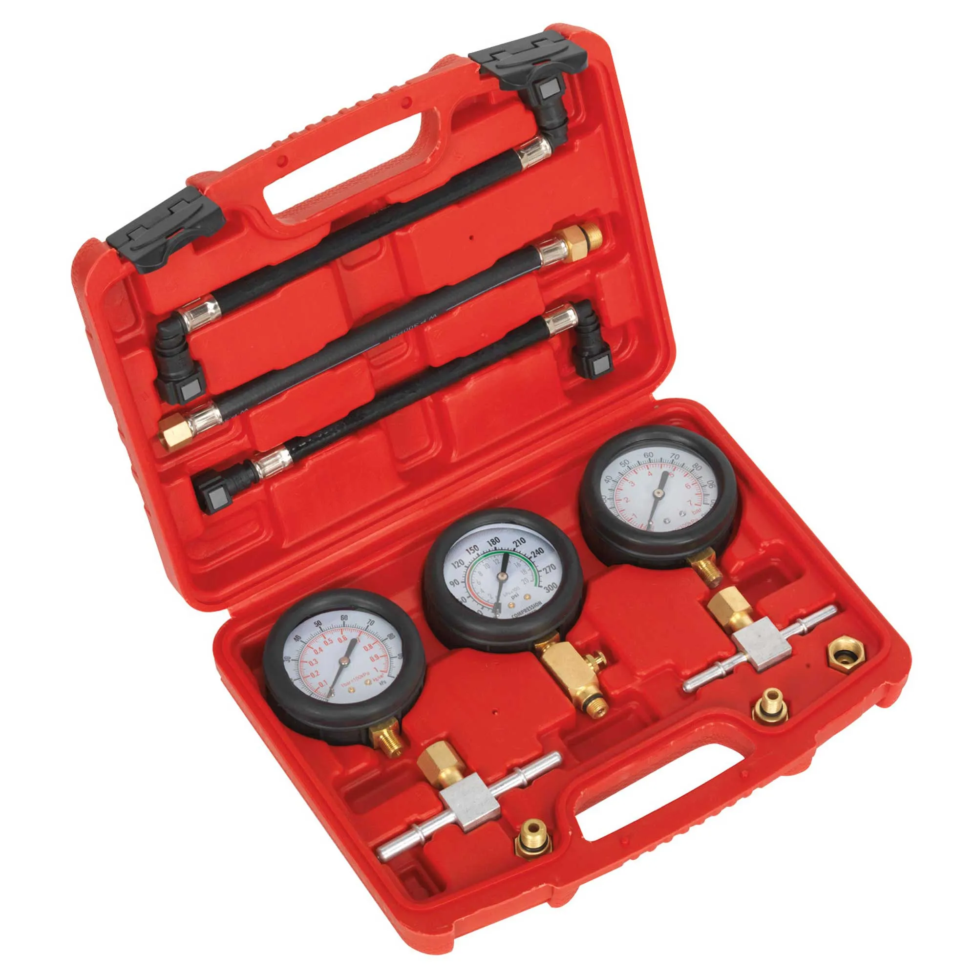 Sealey Motorcycle Compression & Fuel Pressure Gauge Set 3pc - Ms100