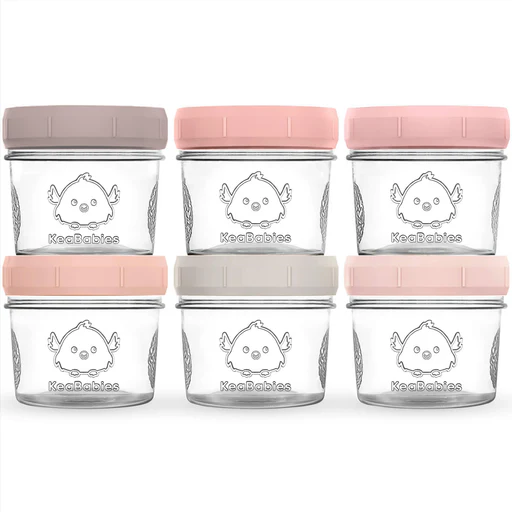 Keababies 6-pack Prep Jars Food Glass Containers (roseate)