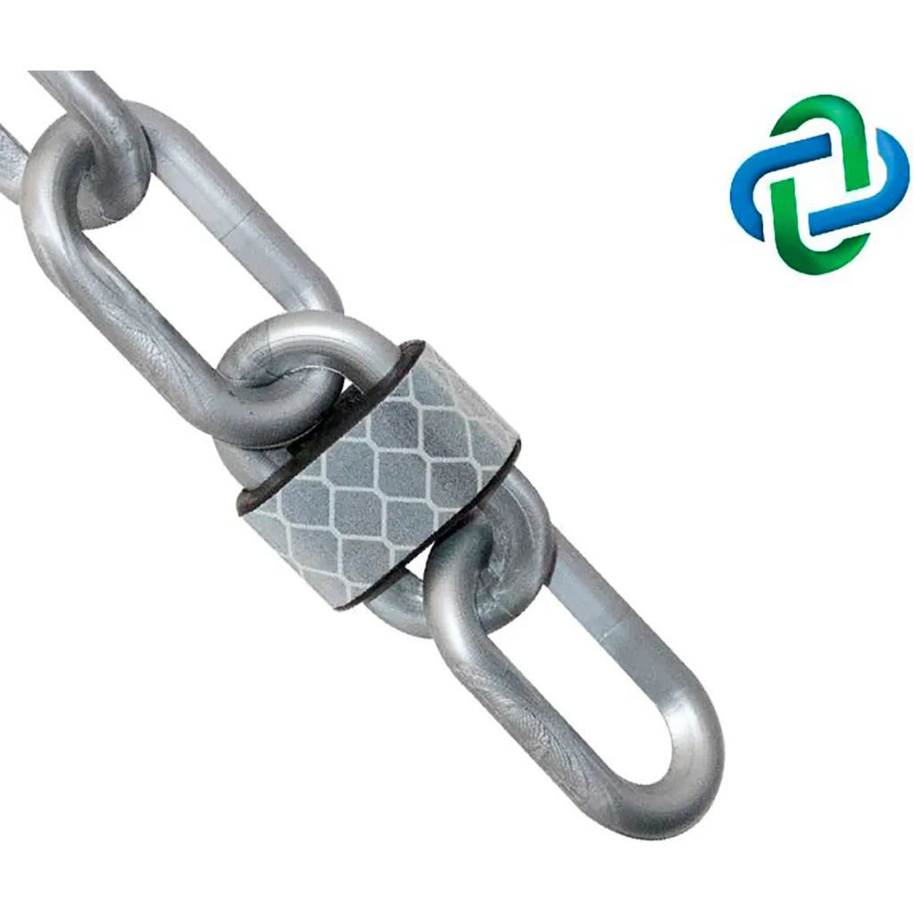 Mr. Chain Reflective Plastic Barrier Chain, 2" X 25 Ft, Silver