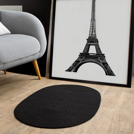 Black Braided Rug - Round/6' X 6'