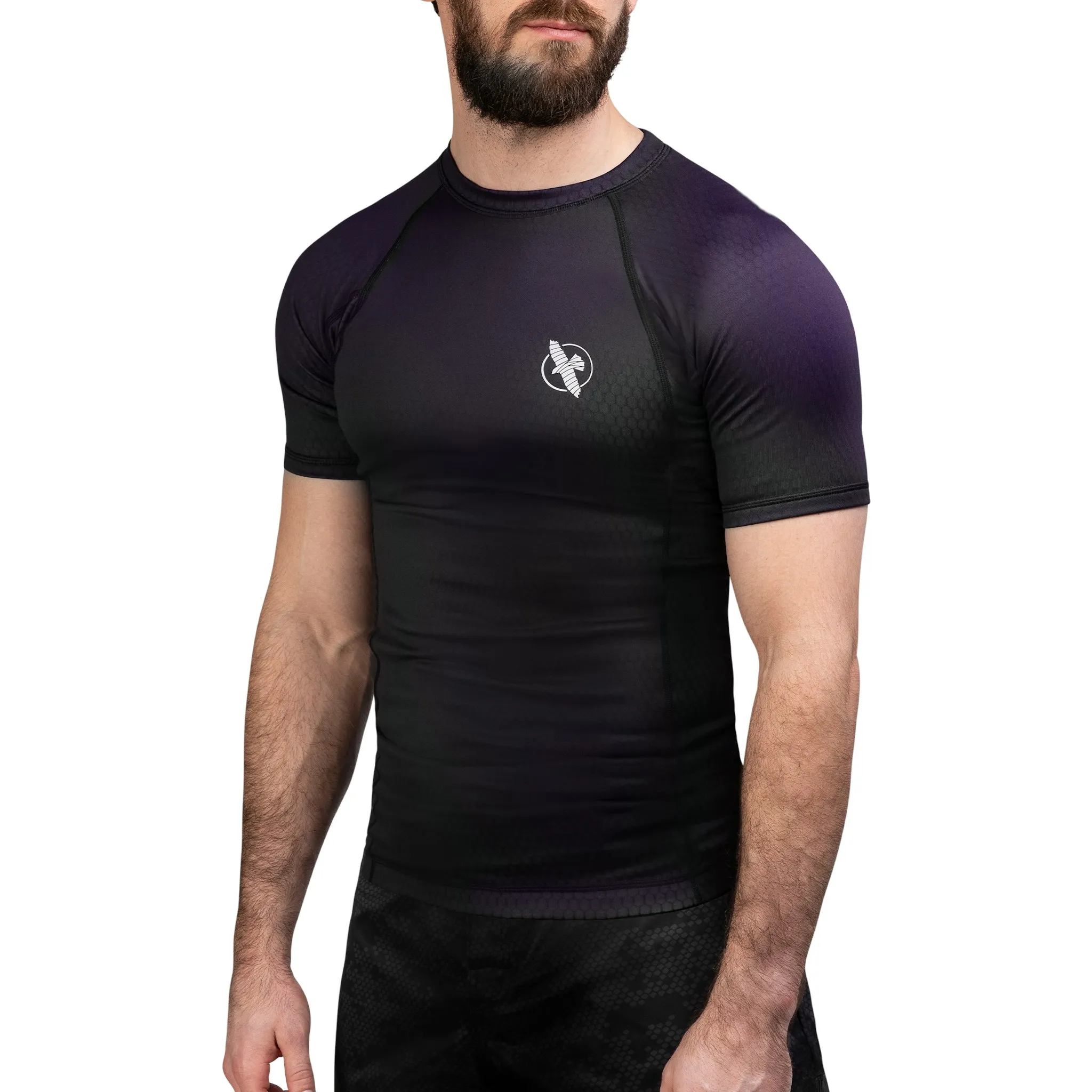 Hayabusa Fusion Short Sleeve Rash Guard - Black/purple
