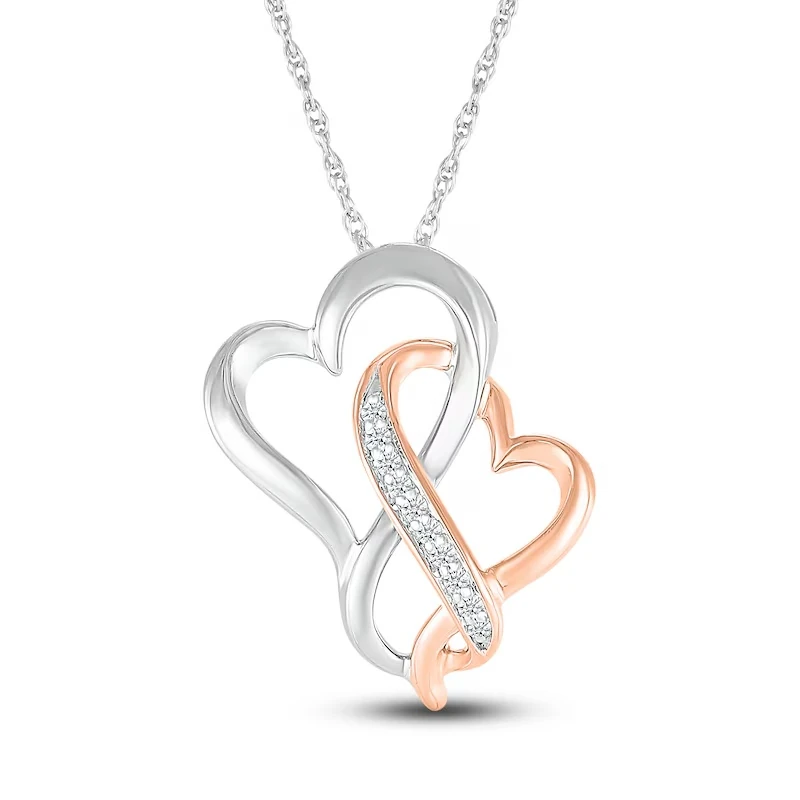 Diamond Heart Necklace 1/20 Ct Tw Round 10k Two-tone Gold 18"