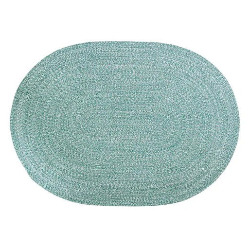 Green & White Braided Farmhouse Hand Spun Cotton Rug - Runner/2' X 6'