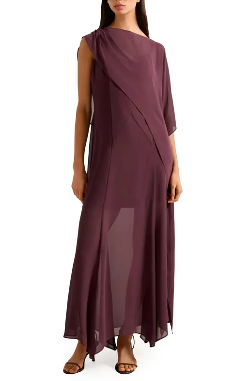 Honey Sheer Maxi Dress With Cape