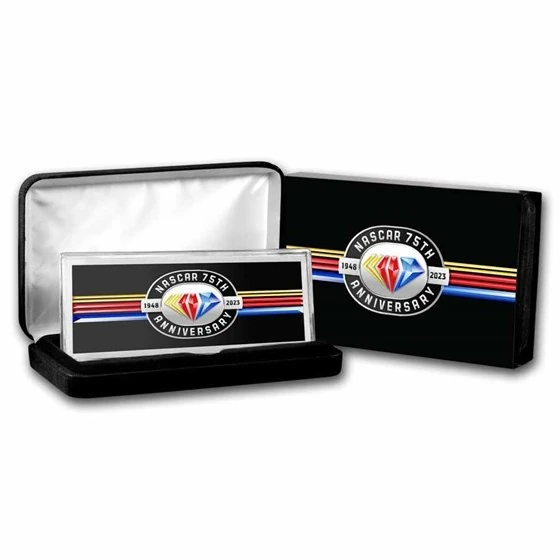 4 Oz Nascar 75th Double Sided Colorized Silver Bar