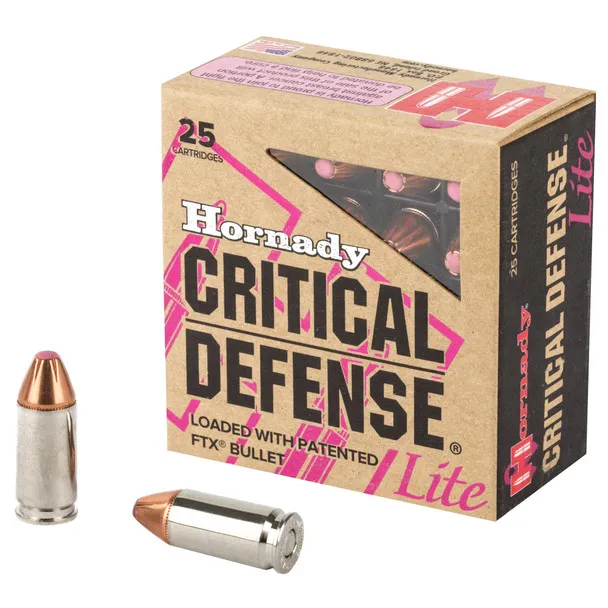 Hornady Critical Defense 9mm 100gr Ftx Ammunition - 25 Rounds