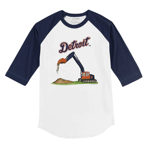 Detroit Tigers Excavator 3/4 Navy Blue Sleeve Raglan - Unisex L