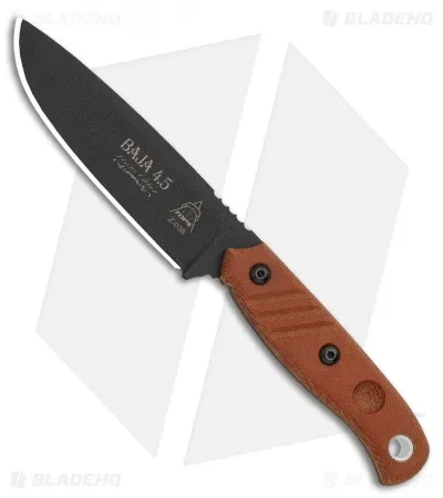 Tops Knives Baja 4.5 Reserve Edition Fixed Blade Brown Micarta (4.9" Black)