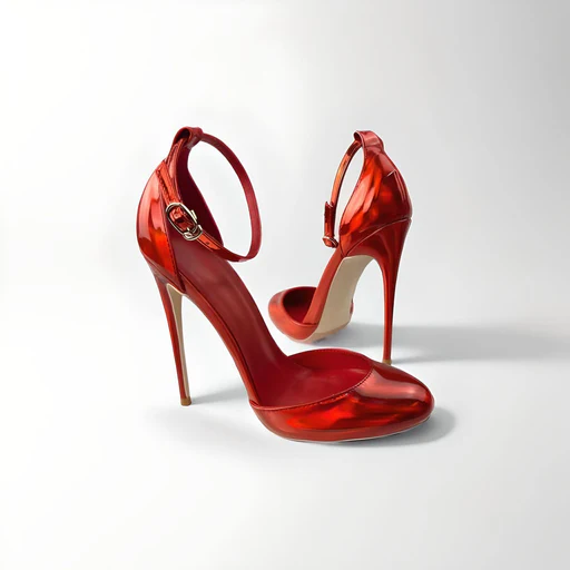 Round Toe Pearlescent Red D'orsay Stiletto Pumps 12cm - 12cm