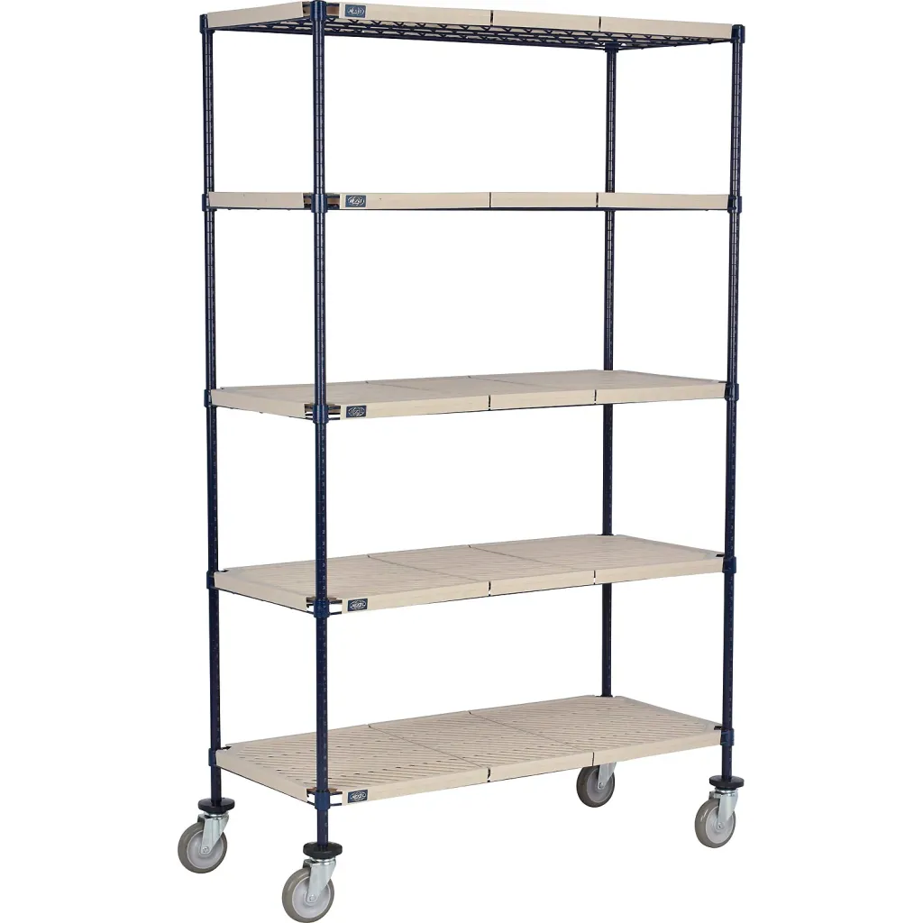 Nexel 5 Shelf Truck Nexelite 60"w X 21"d X 80"h Polyurethane Swivel Casters