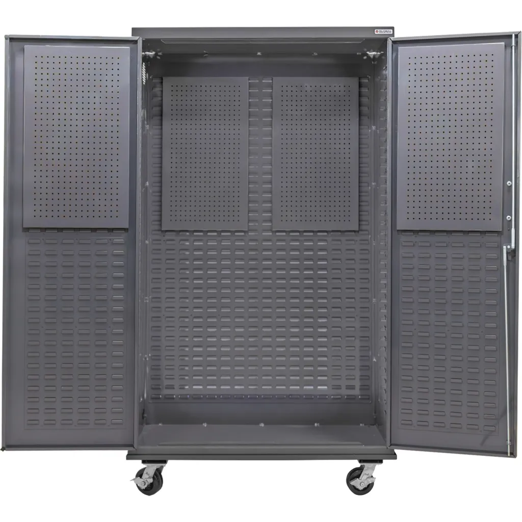 E-locking Configurable Mobile Pegboard Cabinet 48"w X 24"d X 85"h
