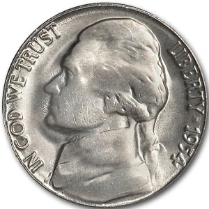 1954 Jefferson Nickel Bu
