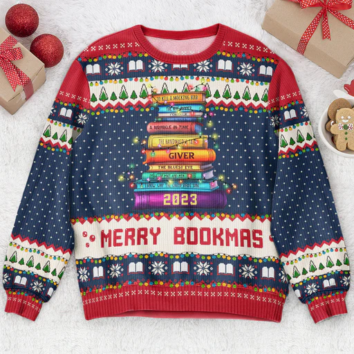 Merry Bookmas - Personalized Ugly Sweater - Adult/s