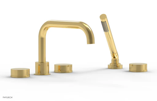 Circ - Deck Tub Set With Hand Shower - Round Handles 250l-48 - Polished Gold