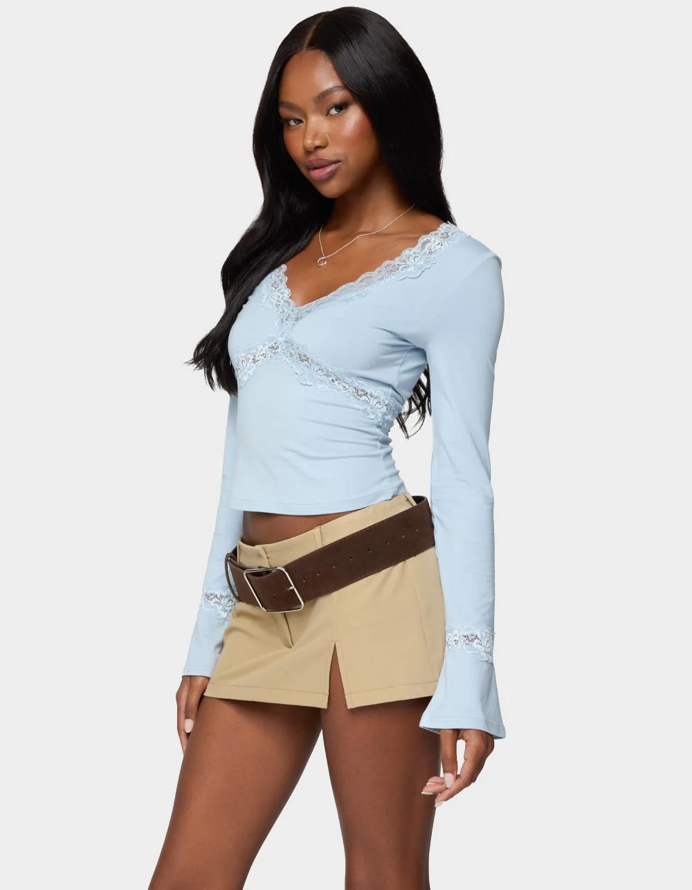 Edikted Mathilda Lacey Bell Sleeve Top