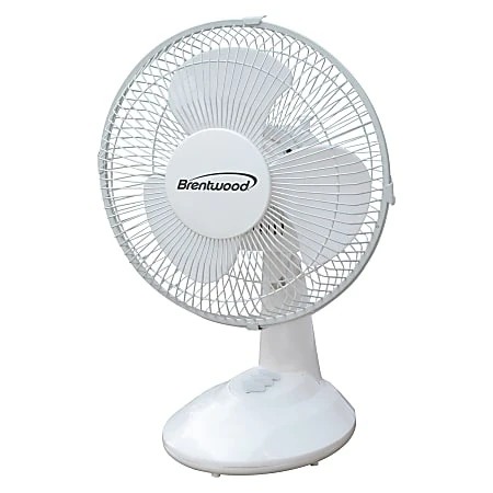Brentwood Kool Zone Oscillating Desk Fan, 11-3/4"h X 7-3/4"w X 11-1/4"d, White