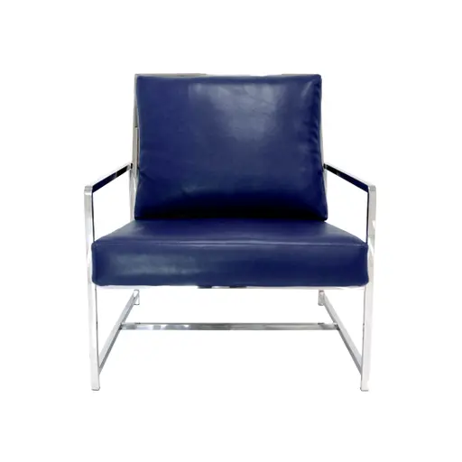 Pasargad Home Luxe Collection Navy Leather Chair