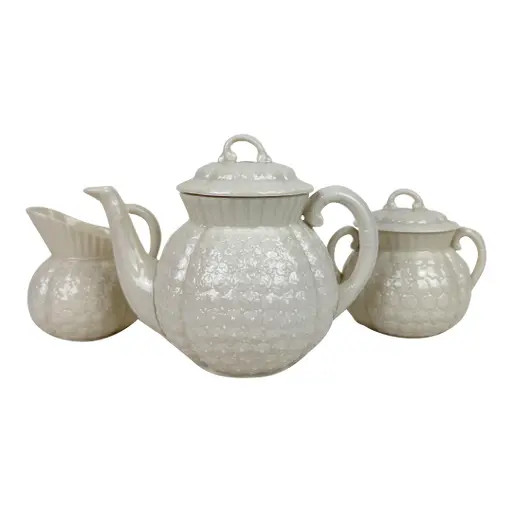 1940s Lenox Hawthorne White Tea Set- 3 Pieces