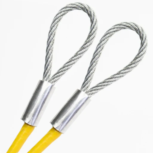 21ft Order To Size 3/16 Galvanized Steel Cable Yellow Vinyl Coated To 1/4 With Loop Size Made To Order In Usa