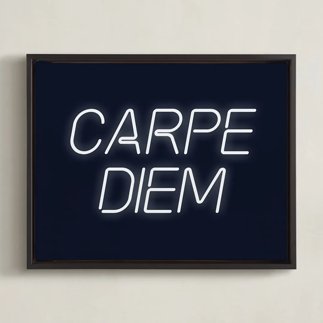Neon Carpe Diem Framed Canvas Art Print