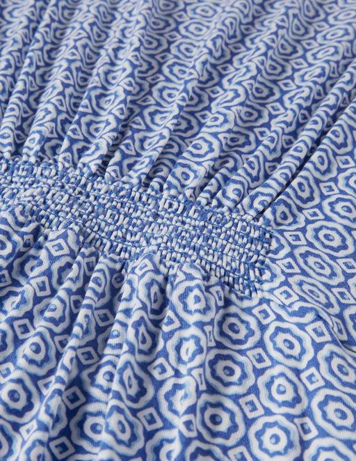 Jerseykleid Mit Rundhalsausschnitt-glockenblumenblau, Geometrisches Blumenmuster - Petite