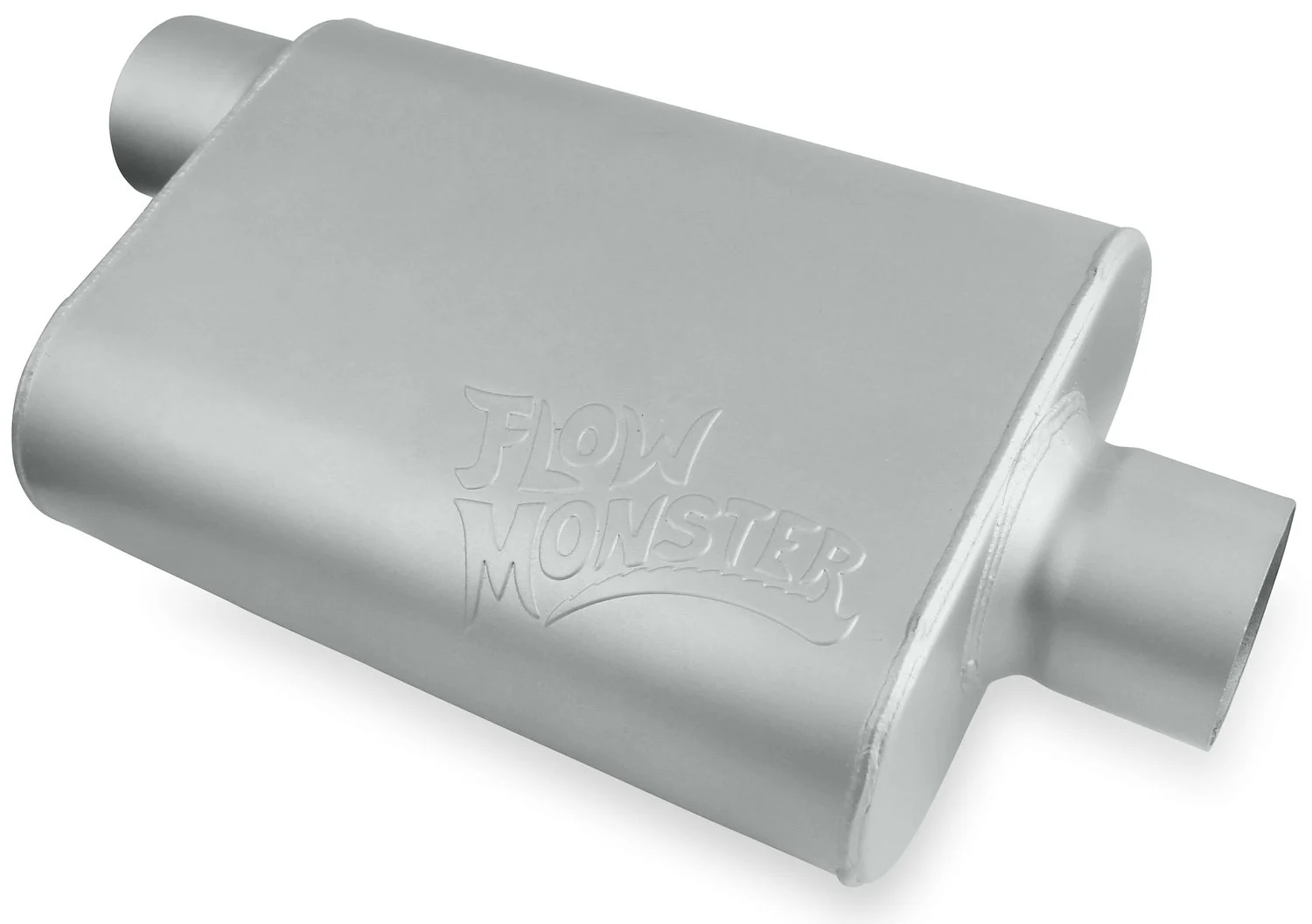 Flowmonster 2-chamber Muffler - Offset In/center Out: 3 In. [13 In. L X 9.750 In. W X 4 In. H] Aluminized Steel