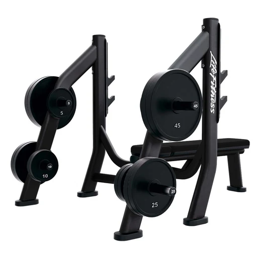 Life Fitness Olympic Flat Bench - Charcoal Frame / Black Upholstery/add Storage