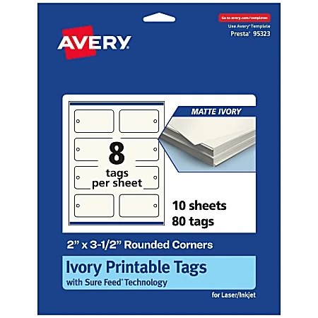 Avery 3-1/2" Blank Price & Merchandise Tags, Ivory, 80/pack