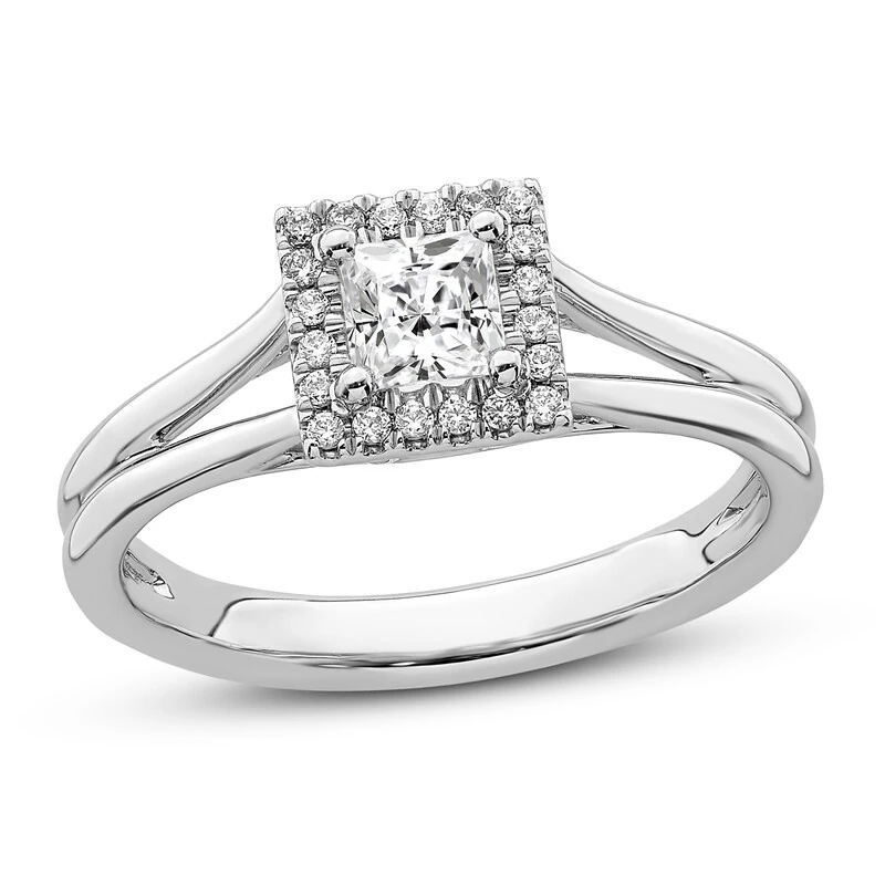 Diamond Engagement Ring 1/3 Ct Tw Princess/round 14k White Gold