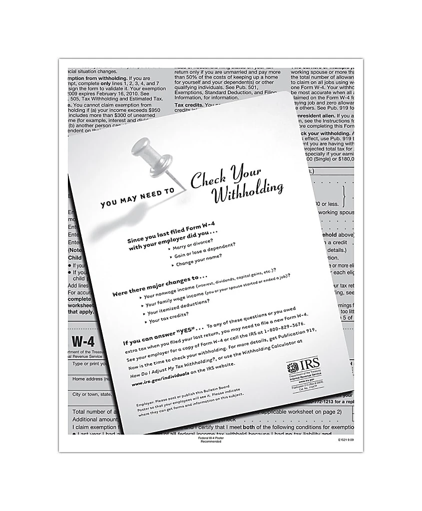 Complyright Federal Specialty Posters Federal W-4 English 8 1/2" X 11"