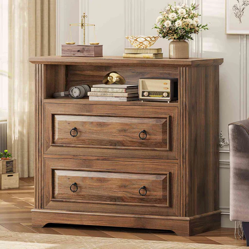 Sedeta 33.8 Inch 2 Drawer File Cabinet With Printer Stand Storage Shelf