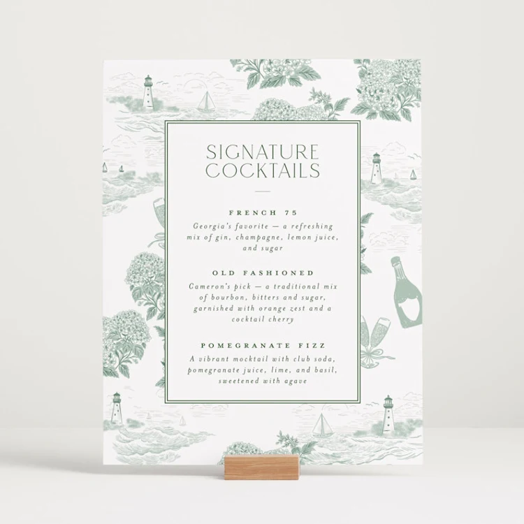 Coastal Toile Bar Signs