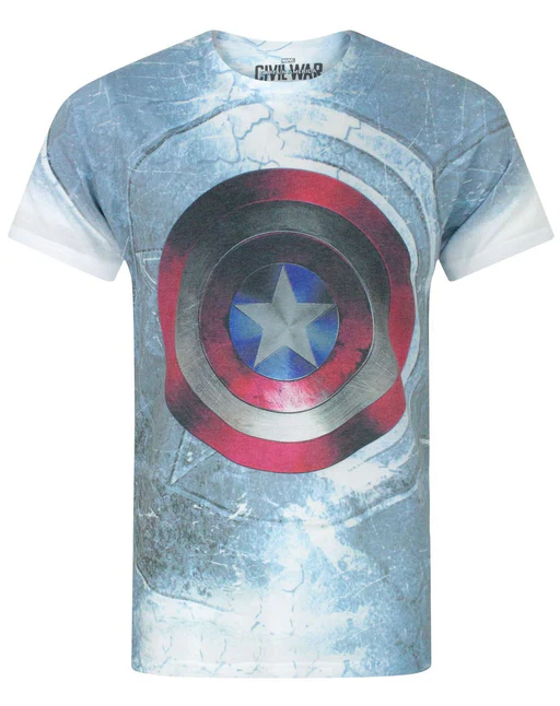 Captain America Civil War Shield Sublimation Men's T-shirt - Xl