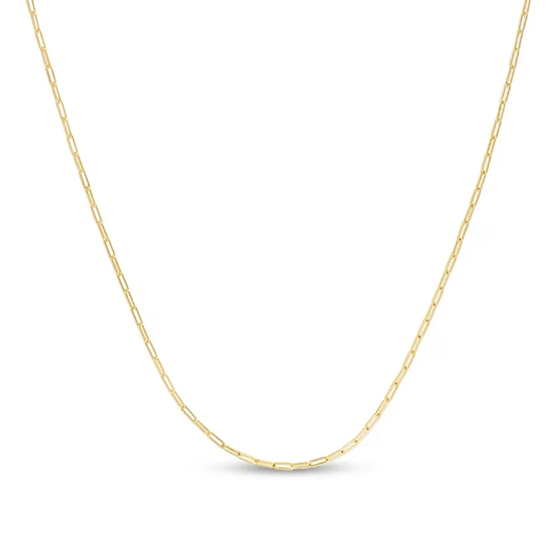 1.5mm Paper Clip Link Chain Necklace In Solid 14k Gold - 16"