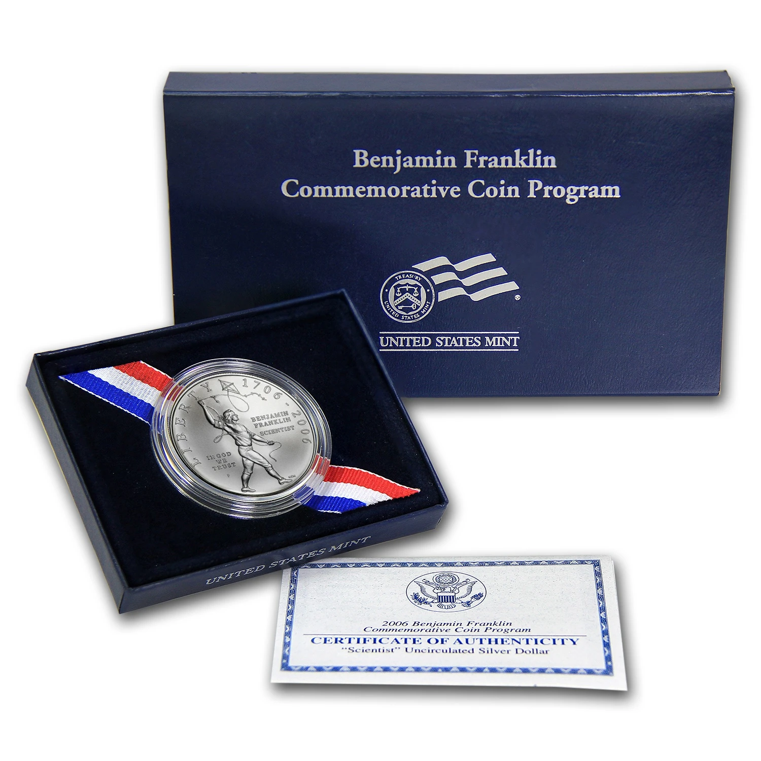 2006-p Ben Franklin Scientist $1 Silver Commem Bu (w/box & Coa)