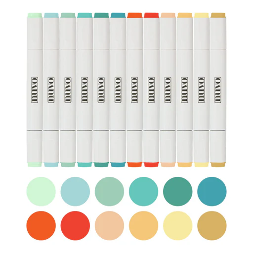 Nuvo Alcohol Markers Set – 12 Dual Tip Art Markers For Blending, Colouring & Stamping