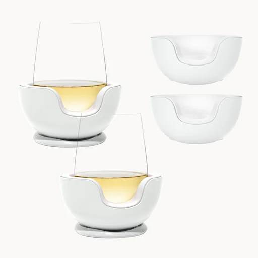 Stemless Wine Chiller Pair + 2 Extra Chill Cradles - Quartz
