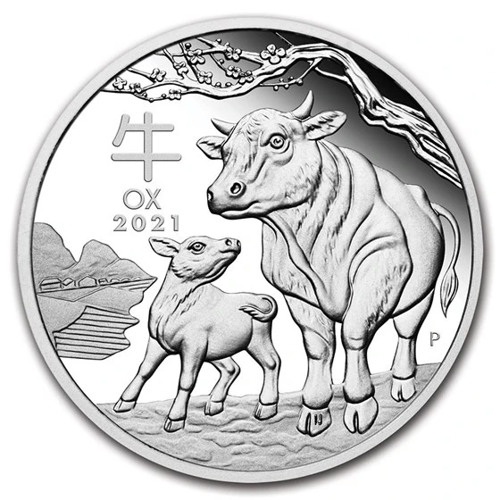 2021 Australia 1/2 Oz Silver Lunar Ox Proof (w/box & Coa)