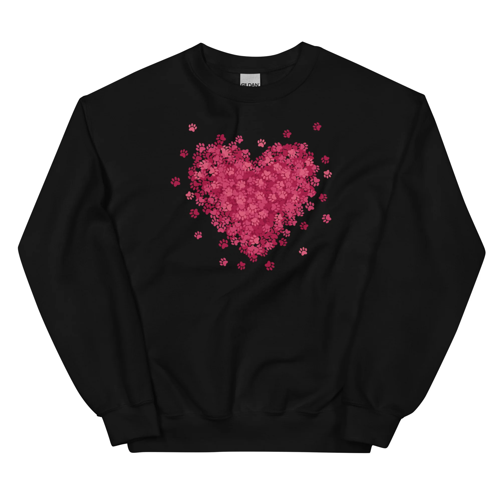 Bursting With Paw Love Crewneck Sweatshirt - Black/2xl
