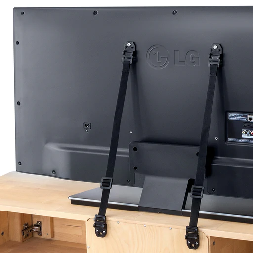 Tatkraft Protect - 4 Sangles De Sécurité Pour La Télévision Et Les Meubles, 2 Blancs 2 Noirs