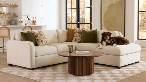 Archie Sectional With Bumper (100" X 95", Bumper On Right) - Decide Later/down Alternative/walnut Finish