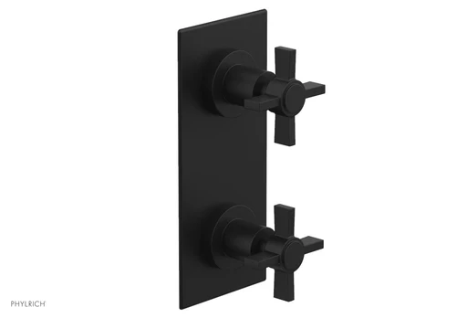 Basic 1/2" Thermostatic Valve With Volume Control Or Diverter Blade Cross Handles 4-356 - Matte Black
