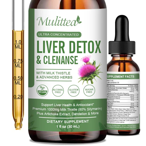 Liver Health Liquid Drops – 21-in-1 Herbal Liver Cleanse & Detox Support With Milk Thistle (80% Silymarin), Artichoke, Dandelion, Turmeric & Zinc – Alcohol-free, Vegan, 2 Fl.oz - 60ml